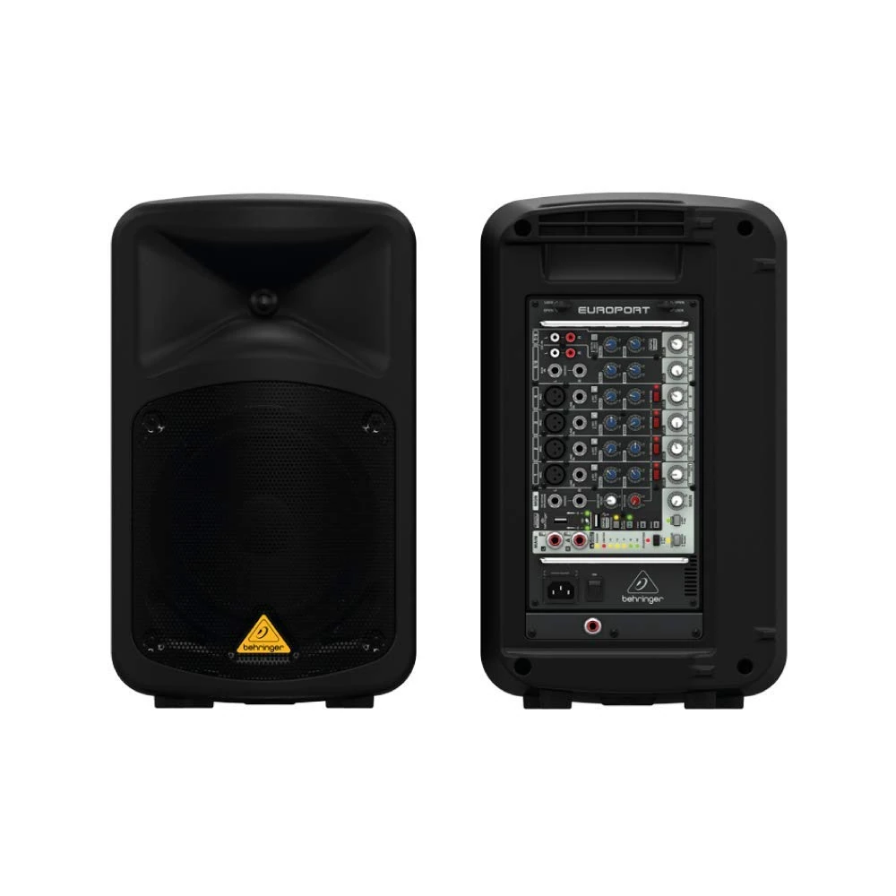 Behringer EUROPORT EPS500MP3 Ultra-Compact 500 Watt 8 Channel Portable PA System with MP3 Player, Reverb and Wireless Option, Black