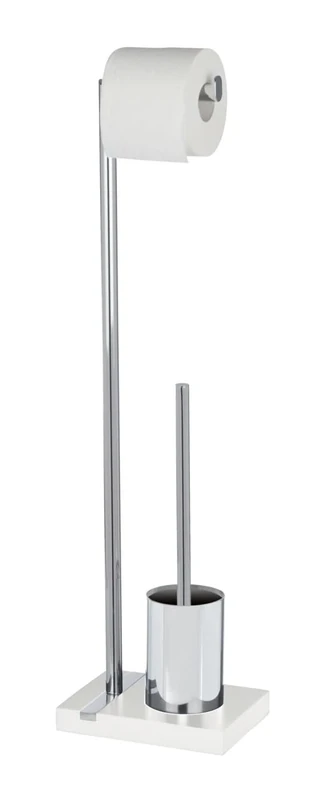 WENKO 20486100 Free standing toilet brush Noble White - Steel, 20 x 74 x 15 cm, Chrome