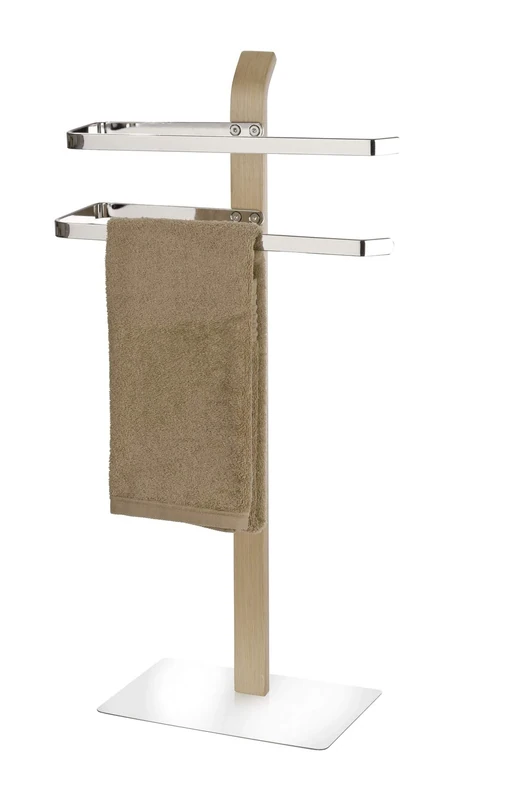 WENKO 20396100 Towel stand Samona Nature - clothes stand, 2 arms, Steel, 40.5 x 79.5 x 21.5 cm, Chrome