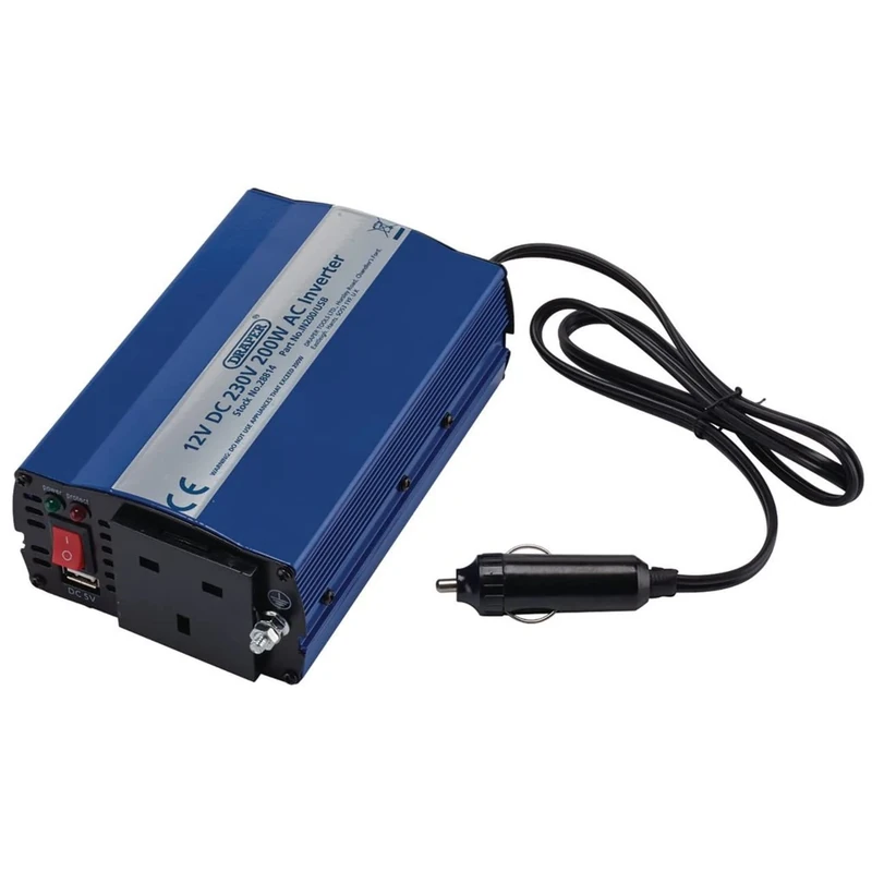 Draper 28814 DC to AC Inverter, 12V, 200W - Image 1