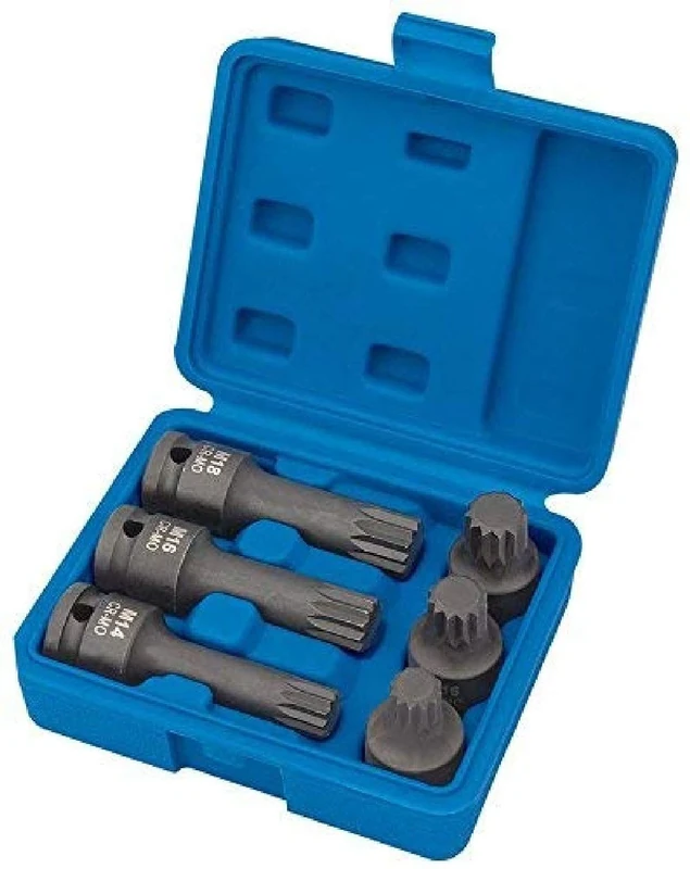 Draper 28881 Expert Impact Spline Bit Set, 1/2" Square Drive, Black, 6 Pieces