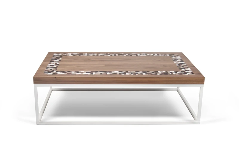 TemaHome Honeycomb Panel Plus Metal Metrics Coffee Table with Walnut Veneer/White Lacquered Metal, 120 x 75 x 35 cm, Brown