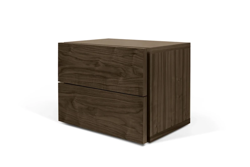 TemaHome Wood Honeycomb Panel Aurora Night Table 2-Drawers with Walnut Veneer, 60 x 44 x 45 cm, Brown