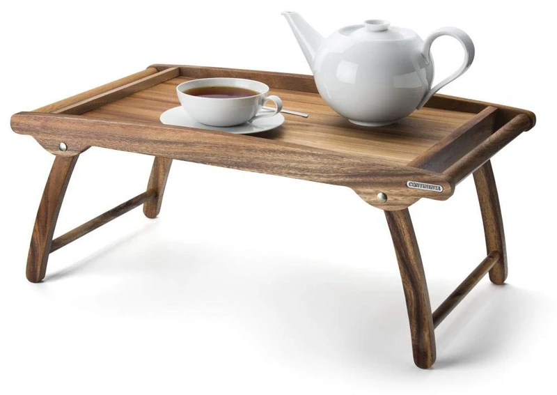 Continenta Acacia Wood Bed Tray, Dark Brown, One Size