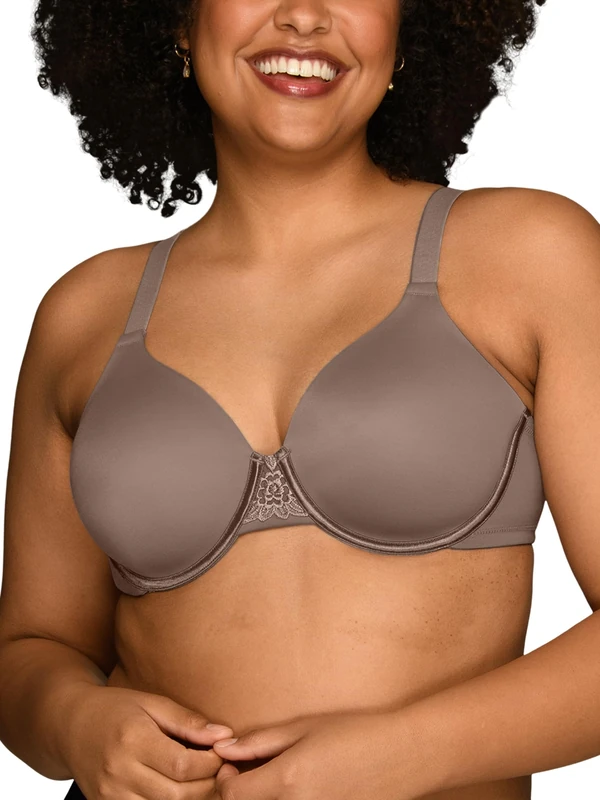 Vanity Fair Women's Full Figure Beauty Back Smoothing Bra, 4 Way Stretch Fabric, Lightly Lined Cups Up to H, Opaque, Underwire-Walnut, 40 C