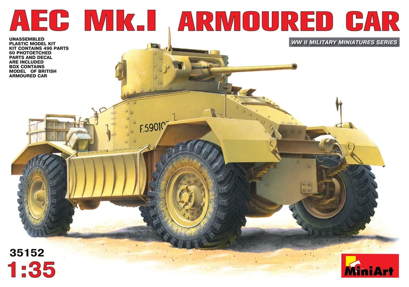 Miniart 1:35 Scale AEC Mk.1 Armoured Car Plastic Model Kit