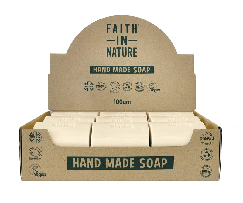 Faith In Nature Natural Hemp Hand Soap Bar Box Set, Restoring, Vegan & Cruelty Free, No SLS or Parabens, 18 x 100g