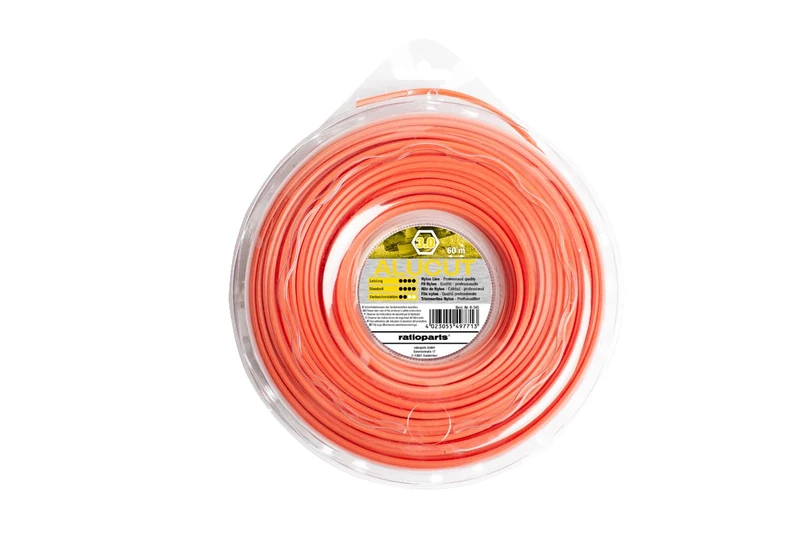 Ratioparts Nylon Thread 3.0 mm Alu-Cut 60 m Trimmer Line Hexagonal Mowing Line Orange