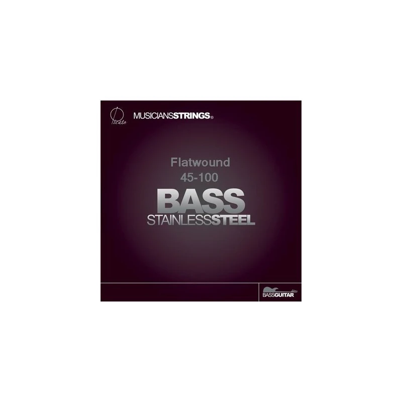 Picato 96658 4-String Stainless Flat Wound 45-100 Long Scale Bass Guitar Strings, Set of 4 Pieces