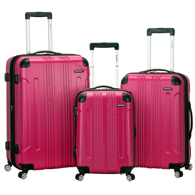 Rockland London Hardside Spinner Wheel Luggage, Magenta, 3-Piece Set (20/24/28), London Hard Case with Swivel Wheel