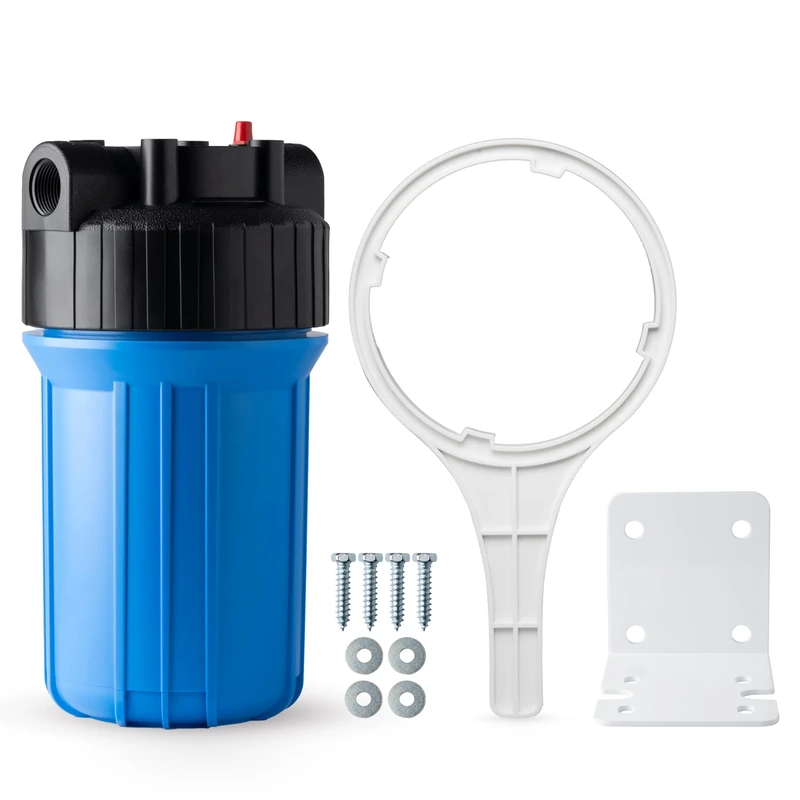 iSpring HB18B Water Filter Housing, Fits 10" x 4.5" Cartridge, 1" Outlet/Inlet, Pre-Filtration System for Whole House, Pressure Release, Heavy Duty