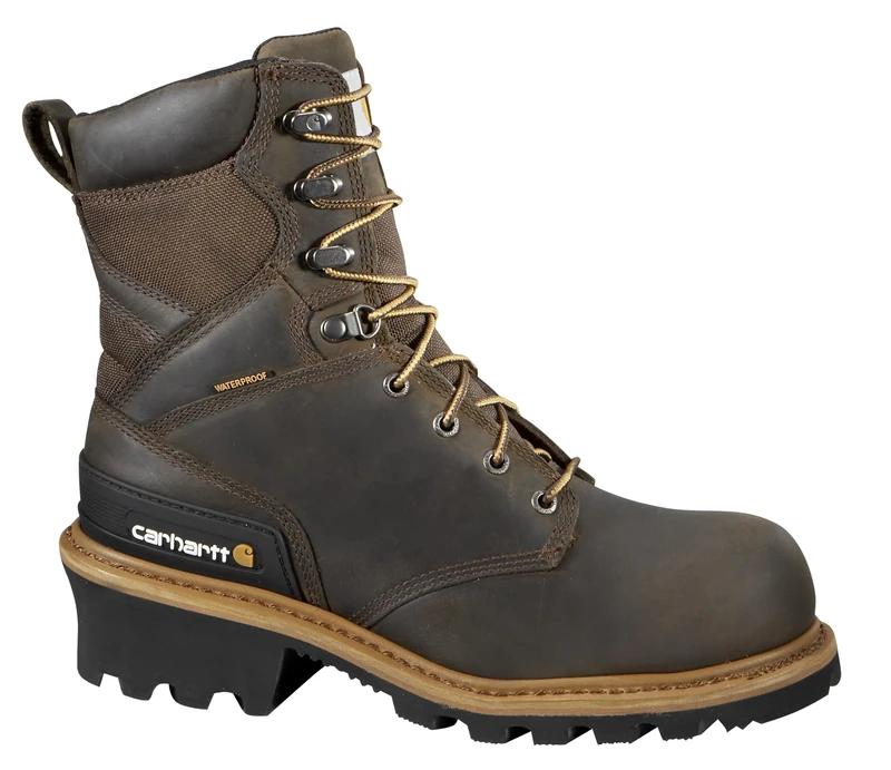 Carhartt Men's 8" Waterproof Composite Toe Leather Logger Boot CML8360, Crazy Horse Brown, 9.5 W US