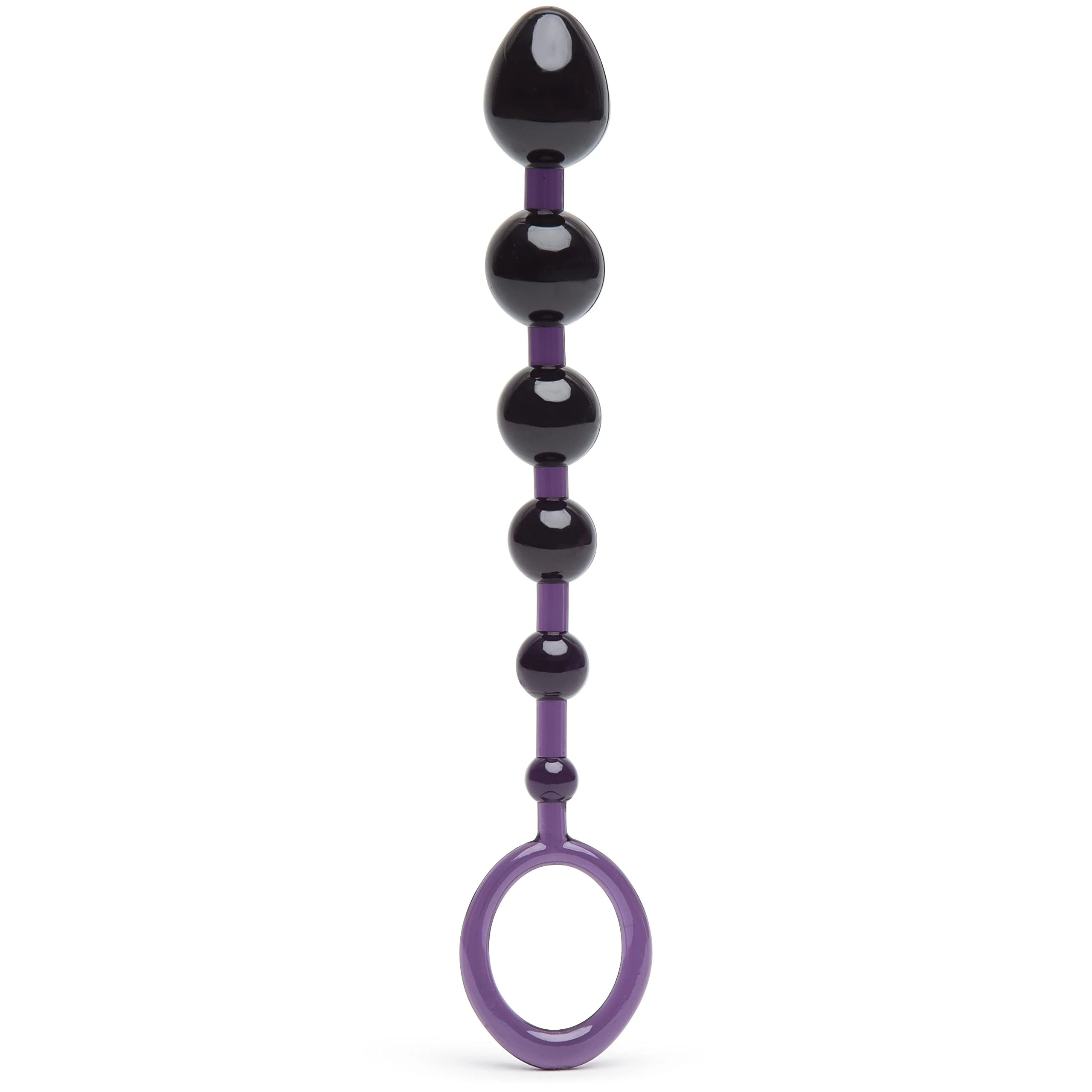 Lovehoney Purple Anal Beads with Finger Loop - Beginner Friendly - 6.5 inch