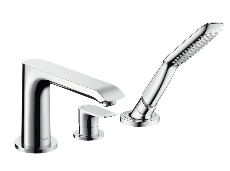 hansgrohe Metris 3-hole rim-mounted single lever bath mixer, chrome - Image 1