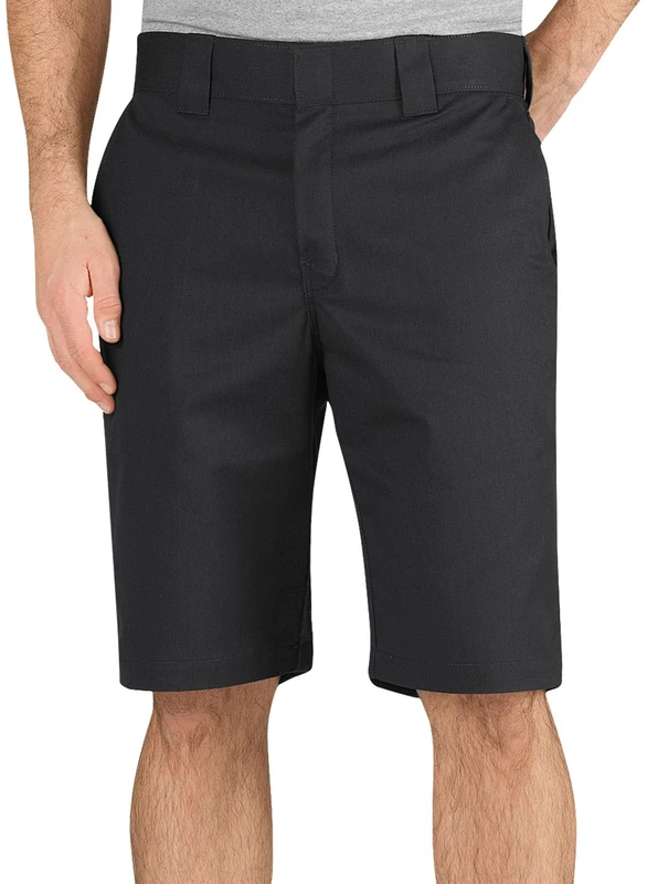 Dickies Men's 11 Inch Regular Fit Stretch Twill Work Short, Black, 30