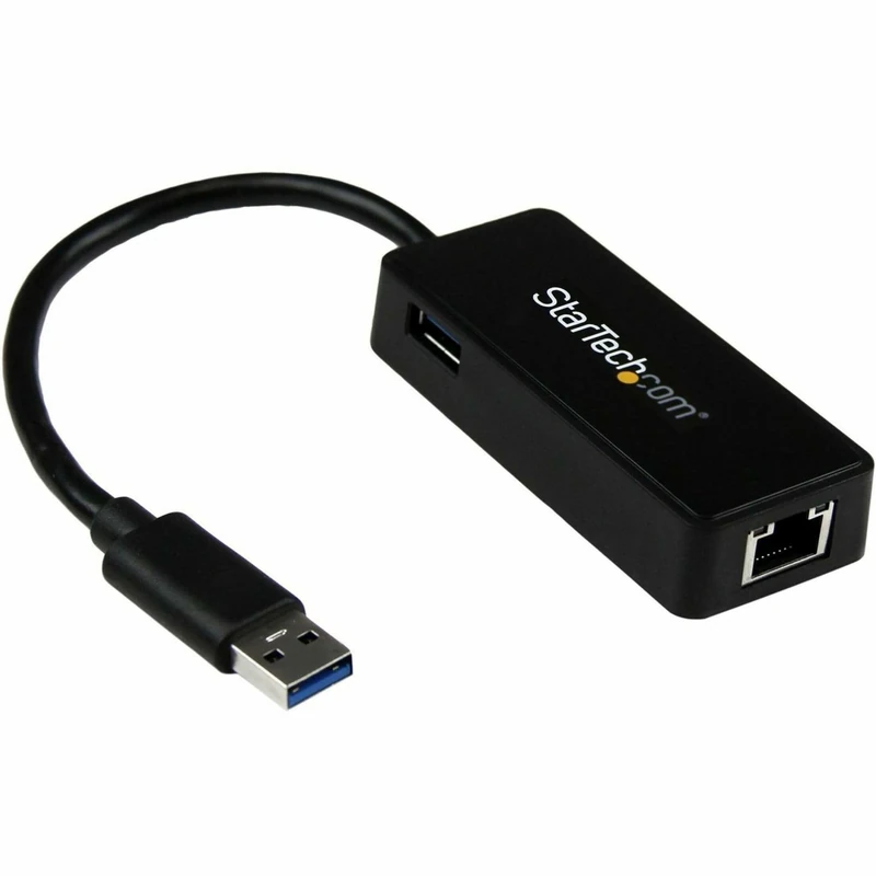 StarTech.com USB 3.0 Ethernet Adapter - USB 3.0 Network Adapter NIC with USB Port - USB to RJ45 - USB Passthrough (USB31000SPTB), Black