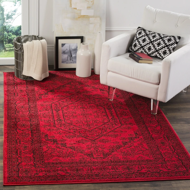 Safavieh Medallion Indoor Woven Rectangle Area Rug, Adirondack Collection, ADR108, in Red / Black, 122 X 183 cm for Living Room, Bedroom or Any Indoor Space