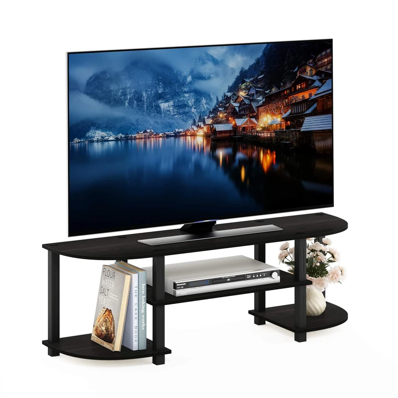 Furinno TURN-S-TUBE TV Stand, Wide Entertainment Center, TV Console for TV up to 55 Inch, for Living Room, Bedroom, Espresso