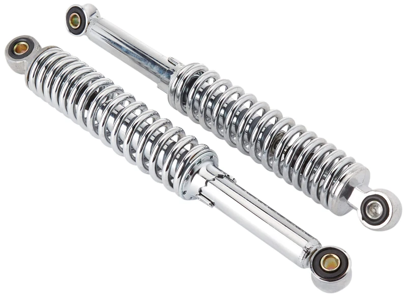 Shock absorber set, universal chrome, 340 mm, for Mofa, Mokick, Moped