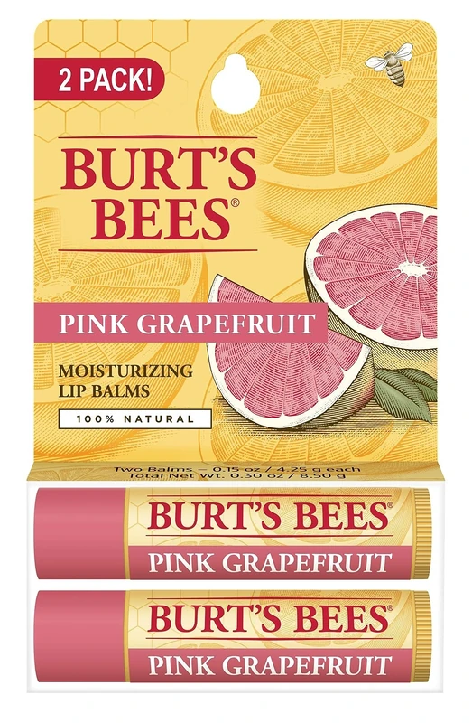 Burts Bees Pink Grapefruit Moisturizing Lip Balm Twin Pack, 0.15 oz