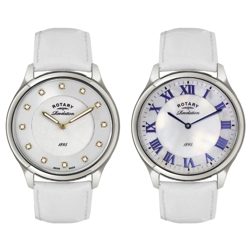 Rotary Women's Quartz Multi-Colour Dial Analogue Display and White Leather Strap LS02965/06/41