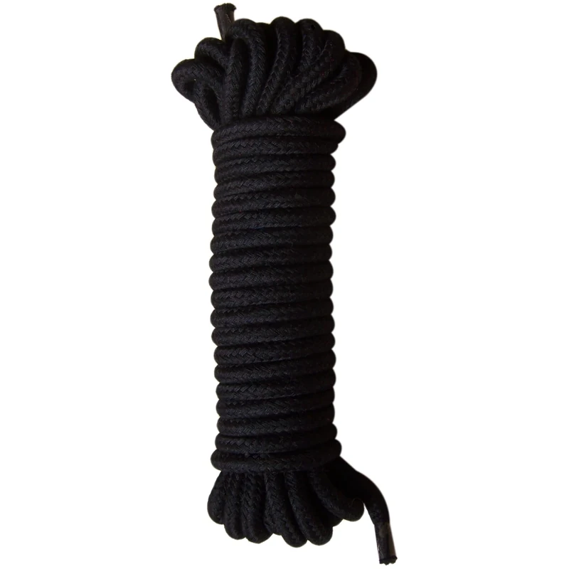 Lovehoney Bondage Boutique Soft Cotton Shibari Rope | 10 Metre Black BDSM Restraint for Kinbaku & Suspension | Durable Non-Slip Fetish Bondage Rope | Wrist, Ankle & Body Tie for Beginners & Couples
