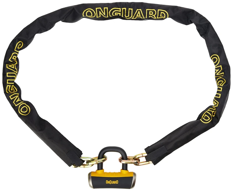 Onguard Mastiff 8019L Chain Length 180cmx10mm links with Mini Shackle Lock 14mm, Gold Sold Secure