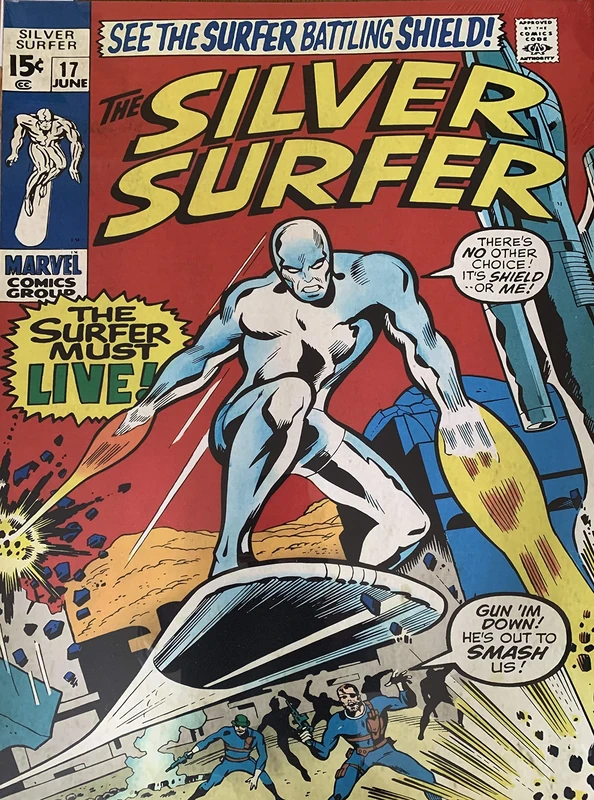 Silver Surfer "Must Live Canvas Print, Multi-Colour, 60 x 80 cm