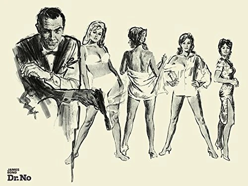 James Bond "Dr. No Sketch Canvas Print, Multi-Colour, 60 x 80 cm