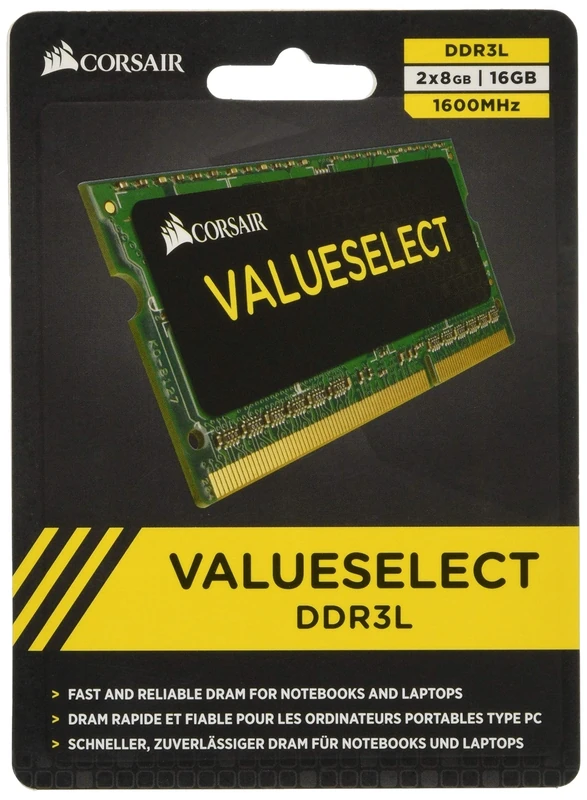Corsair Value Select SODIMM 16GB (2x8GB) DDR3L 1600MHz C11 Memory for Laptop/Notebooks - Black