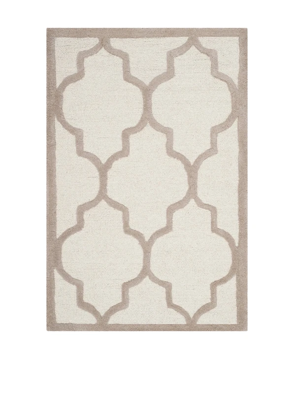 Safavieh Trellis Indoor Hand Tufted Rectangle Area Rug, Cambridge Collection, CAM134, in Ivory / Beige, 91 X 152 cm for Living Room, Bedroom or Any Indoor Space