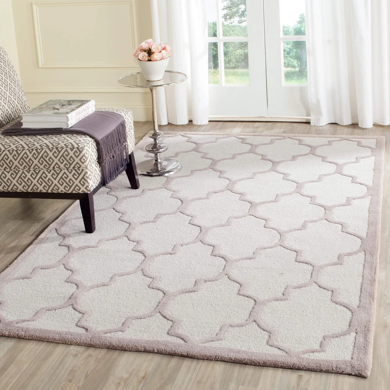 Safavieh Trellis Indoor Hand Tufted Rectangle Area Rug, Cambridge Collection, CAM134, in Ivory / Beige, 122 X 183 cm for Living Room, Bedroom or Any Indoor Space