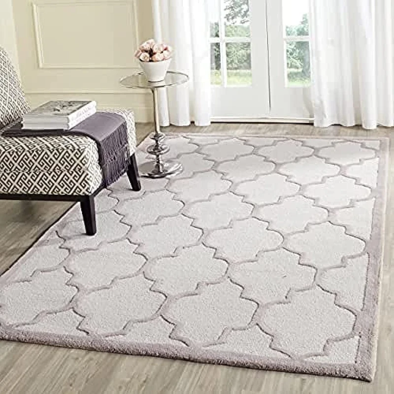 Safavieh Trellis Indoor Hand Tufted Rectangle Area Rug, Cambridge Collection, CAM134, in Ivory / Beige, 183 X 274 cm for Living Room, Bedroom or Any Indoor Space