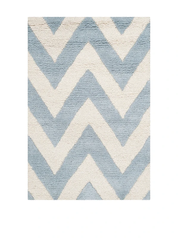 Safavieh Modern Indoor Hand Tufted Rectangle Area Rug, Cambridge Collection, CAM139, in Light Blue / Ivory, 91 X 152 cm for Living Room, Bedroom or Any Indoor Space