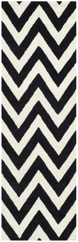 Safavieh Modern Indoor Hand Tufted Runner Area Rug, Cambridge Collection, CAM139, in Black / Ivory, 76 X 244 cm for Living Room, Bedroom or Any Indoor Space