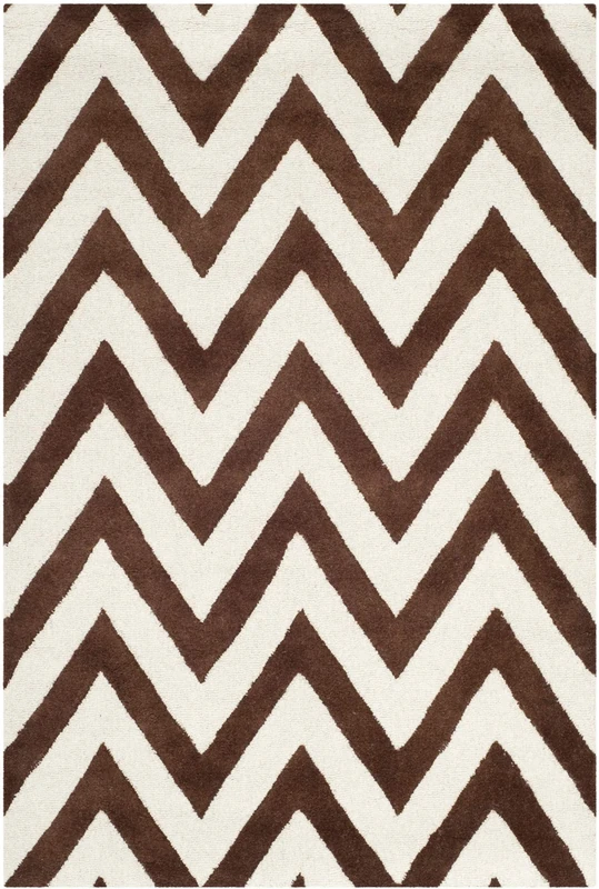 Safavieh Modern Indoor Hand Tufted Rectangle Area Rug, Cambridge Collection, CAM139, in Dark Brown / Ivory, 122 X 183 cm for Living Room, Bedroom or Any Indoor Space