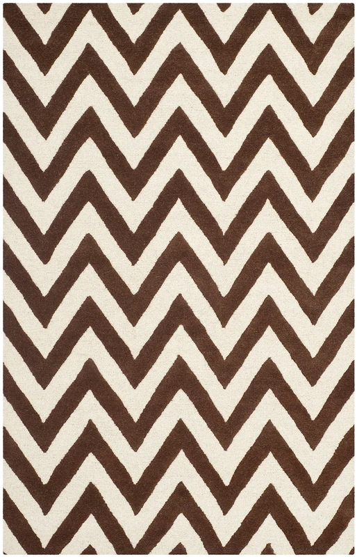 Safavieh Modern Indoor Hand Tufted Rectangle Area Rug, Cambridge Collection, CAM139, in Dark Brown / Ivory, 152 X 244 cm for Living Room, Bedroom or Any Indoor Space