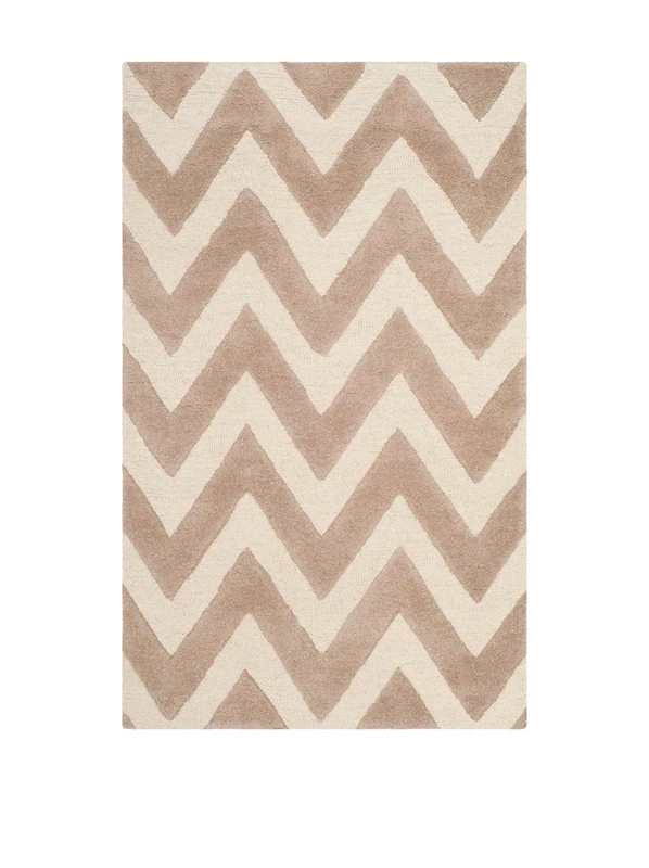 Safavieh Modern Indoor Hand Tufted Rectangle Area Rug, Cambridge Collection, CAM139, in Beige / Ivory, 91 X 152 cm for Living Room, Bedroom or Any Indoor Space