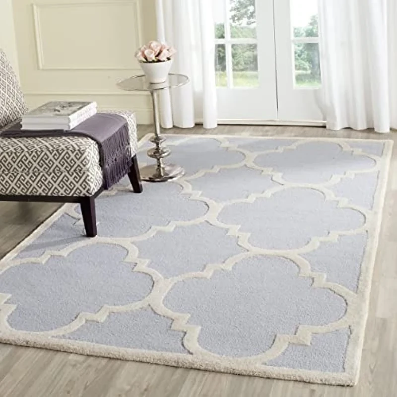 Safavieh Modern Indoor Hand Tufted Rectangle Area Rug, Cambridge Collection, CAM140, in Light Blue / Ivory, 183 X 274 cm for Living Room, Bedroom or Any Indoor Space