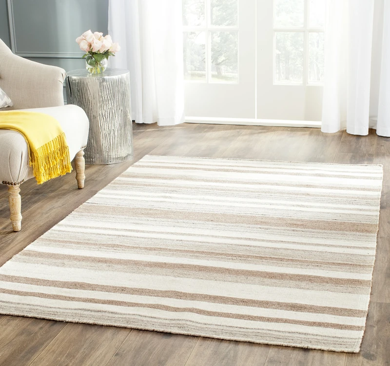 Safavieh Contemporary Indoor Flatweave Rectangle Area Rug, Dhurrie Collection, DHU631, in Natural / Camel, 122 X 183 cm for Living Room, Bedroom or Any Indoor Space