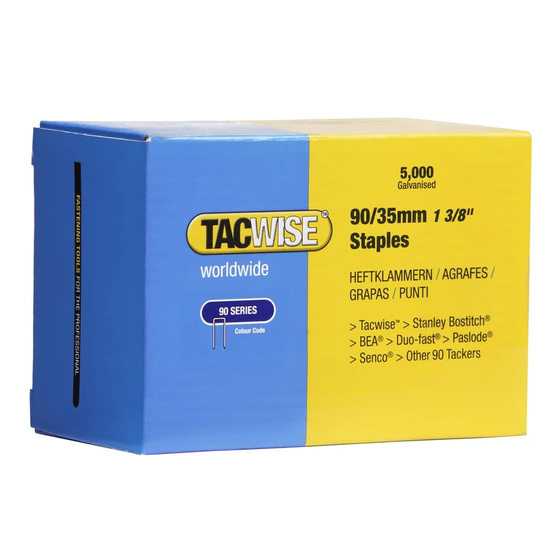 Tacwise 0310 Type 90 / 35 mm Galvanised Narrow Crown Staples, Pack of 5000