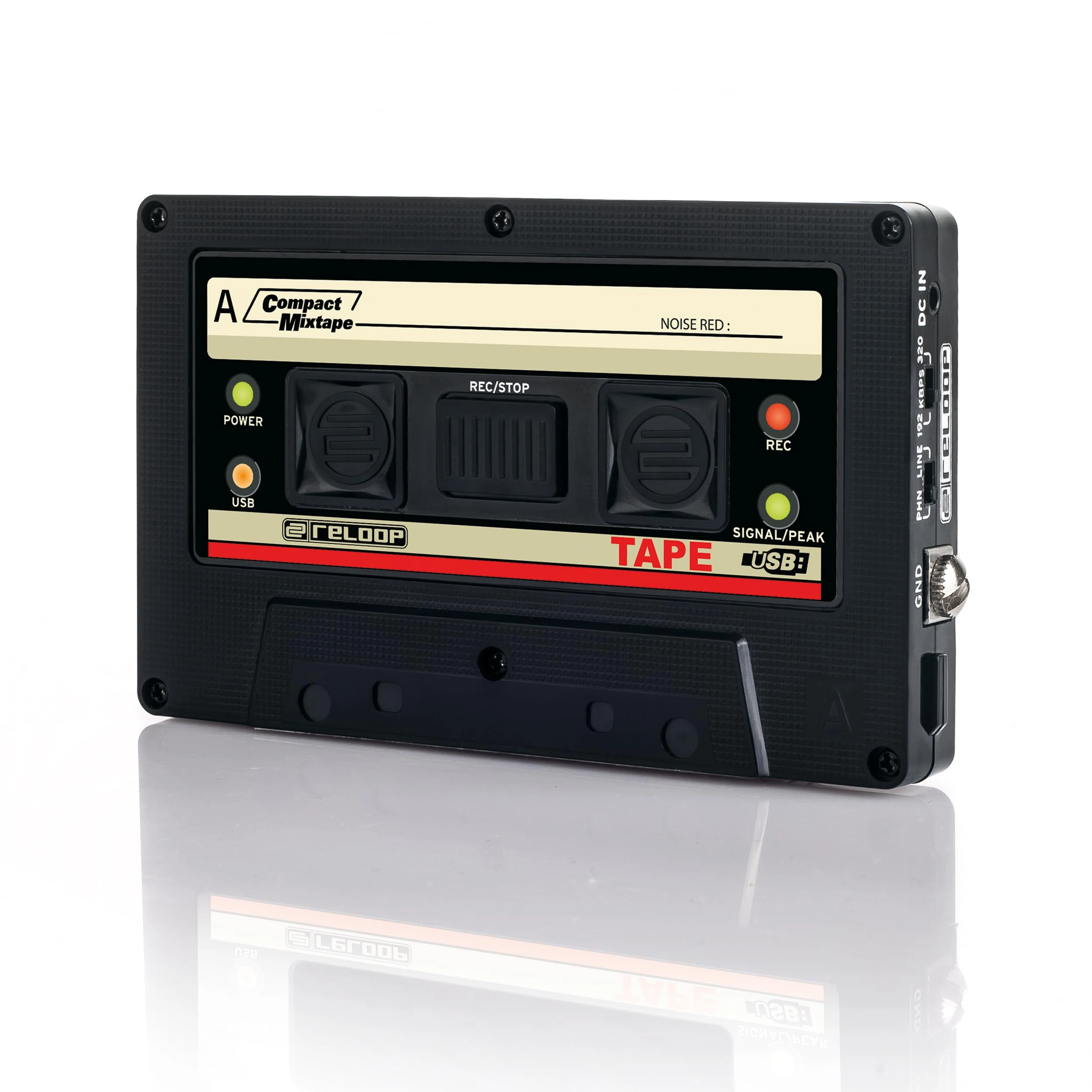 Reloop Tape USB Mixtape Recorder for DJ Sets and Vinyl Records, Retro Cassette Design & Switchable MP3 Quality Recording