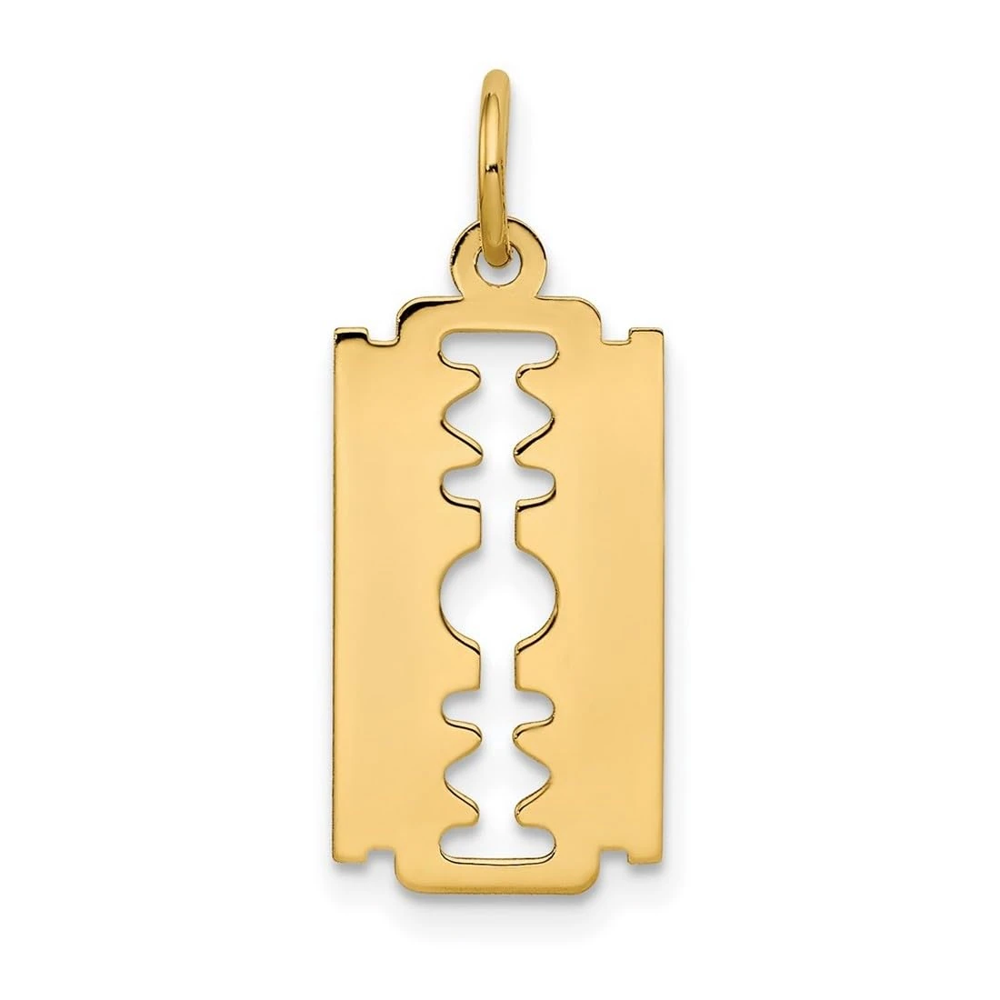 JewelryWeb 14ct Yellow Gold Solid Polished Razor Blade Charm 23.6x9.7mm Pendant Necklace for Women