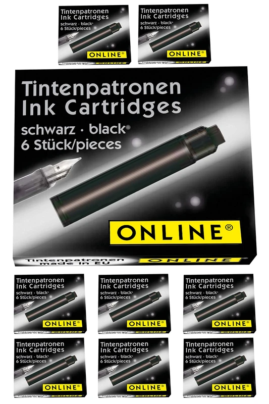 ONLINE Standard Ink Cartridges in Value Pack, Universal, Compatible with Standard Pens, Replacement Cartridges for Fountain Pens and Rollerballs, Black - Image 1