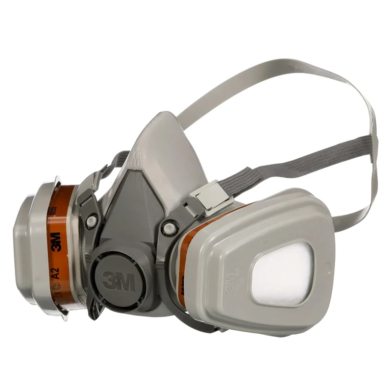 3M Spray Paint Respirator Half-mask 6002C with Removable Filters, Protection Level A2P2 against organic gases, vapours & dust, Reusable Respirator with Valve for easy breathing, 1 Kit (Mask & Filters)
