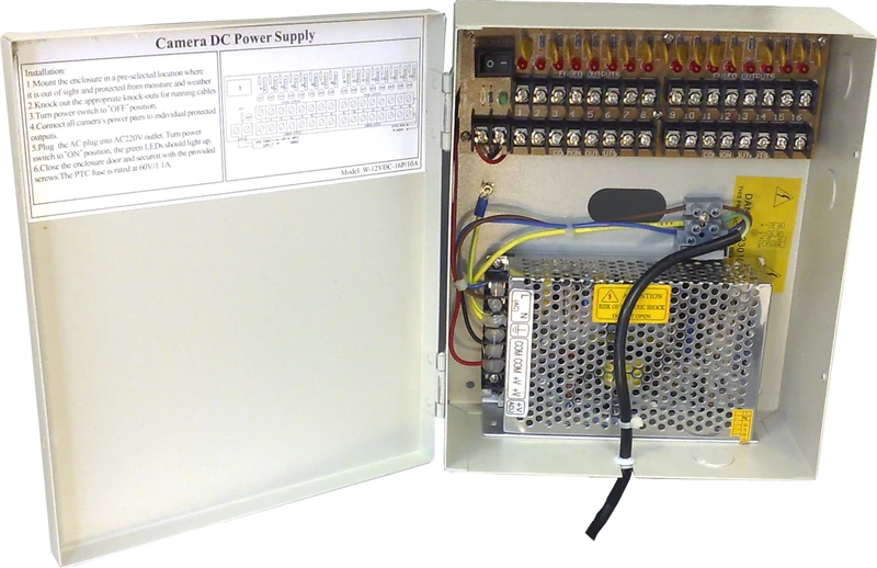 16 OUTPUT 10amp 12v Metal Boxed CCTV Power Supply - Image 1