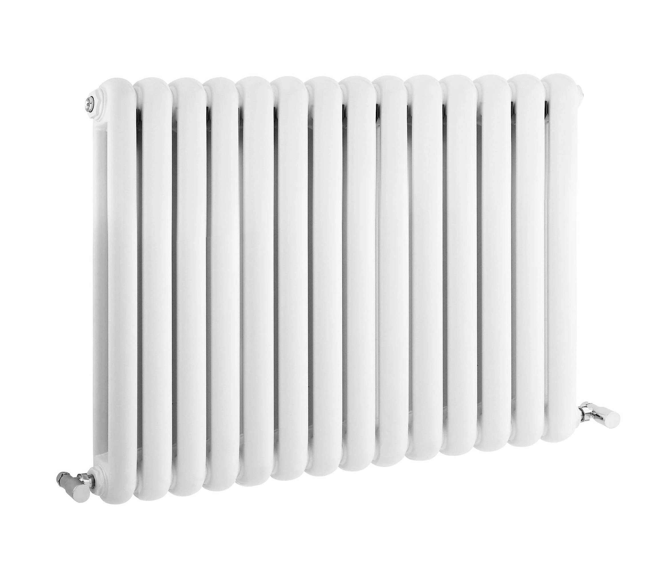 Nuie Hudson Reed HSA004 Salvia | Modern Horizontal Designer Double Panel Bathroom Radiator, 635mm x 863mm, High Gloss White, Set of 2 Pieces