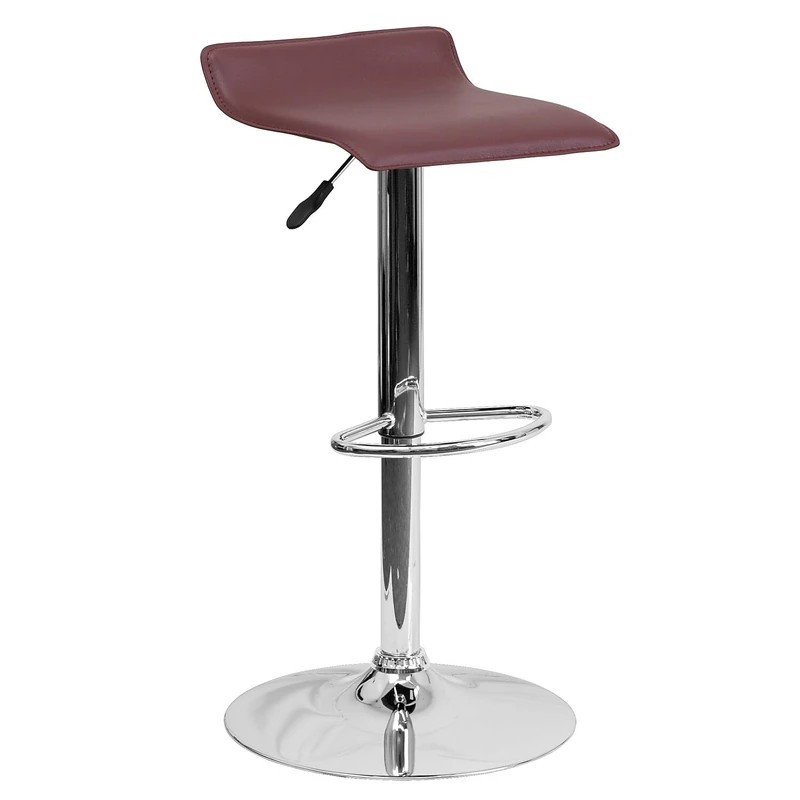 Flash Furniture Contemporary Vinyl Adjustable Height Barstool with Chrome Base, Metal, Burgundy, 50.8 x 46.35 x 27.3 cm