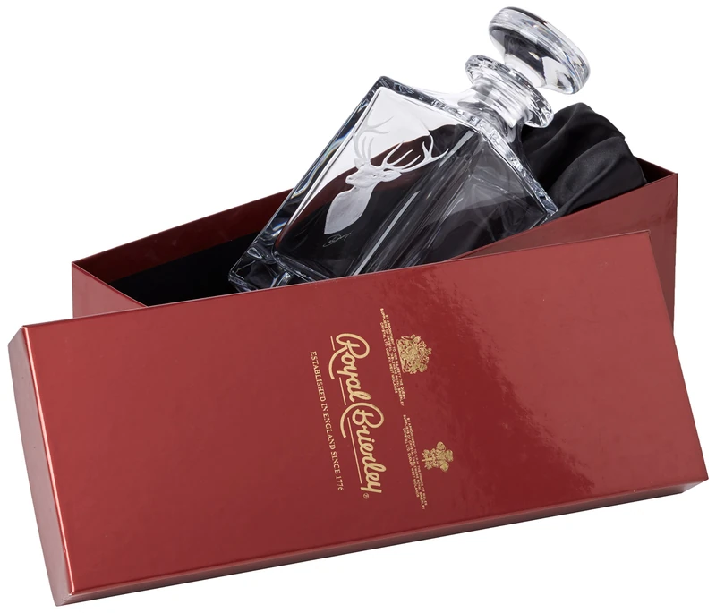 Royal Brierley 1-Piece Crystal Engraved Game Red Stag Decanter, Clear