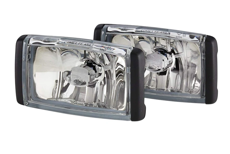 HELLA 1NB 010 951-831 FF/Halogen-Fog Light Set - Comet FF 450 - 12/24V - Rectangular - mounting - Lens Colour: Crystal clear - left/right - Kit - Quantity: 2